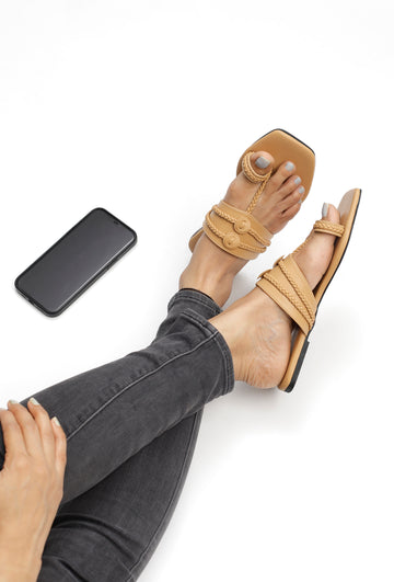 Golden Matt Cruelty Free Leather Inspired Kolhapuri